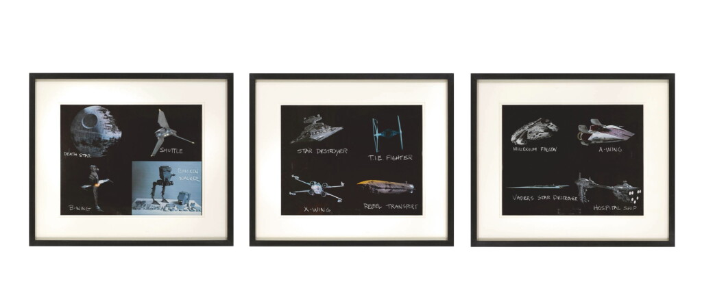 View full screen - View 1 of Lot 85. RETURN OF THE JEDI, SET OF 3 MODEL IDENTIFICATION PHOTOGRAPHIC SHEETS, 1983.