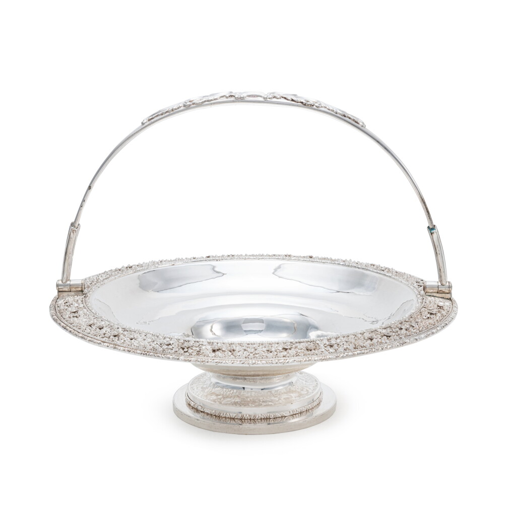 View full screen - View 1 of Lot 141. A Chinese Export Silver Circular Basket, Cutshing, Canton, Circa 1820 .