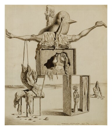 View full screen - View 1 of Lot 34. FEDERICO CASTELLÓN | LA ALMA ENCAJADA CON UNA VÍCTIMA DE UN LOBO (THE SOUL IMPRISONED WITH A VICTIM OF A WOLF).