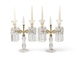 A Pair of Victorian Cut-Glass Mounted Gilt Metal Candelabra, Circa 1860
