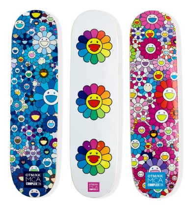 View full screen - View 1 of Lot 114. Multi Flower 8.0 Skate Decks (Blue, Pink and White) (Set of Three) | 多重花卉 8.0 滑板 (藍色,粉紅色及白色)(一組三件).