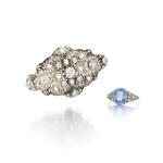 Diamond brooch and sapphire and diamond ring | Spilla in diamanti e anello con zaffiro e diamanti