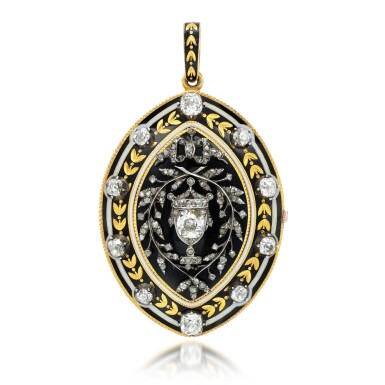 View full screen - View 1 of Lot 146. Enamel and diamond locket, circa 1879.