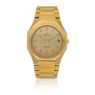 View full screen - View 1 of Lot 28. IWC | YACHTCLUB II, REF 9509 YELLOW GOLD WRISTWATCH WITH DATE, BRACELET AND ADDITIONAL QUARTZ MOVEMENT CIRCA 1979.