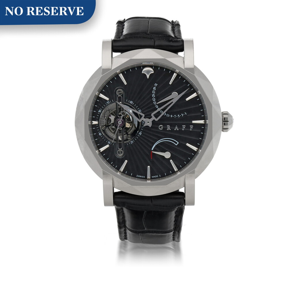 View full screen - View 1 of Lot 403. MASTERGRAFF, REF MG45WG WHITE GOLD TOURBILLON WRISTWATCH WITH DATE AND POWER RESERVE INDICATION CIRCA 2010.