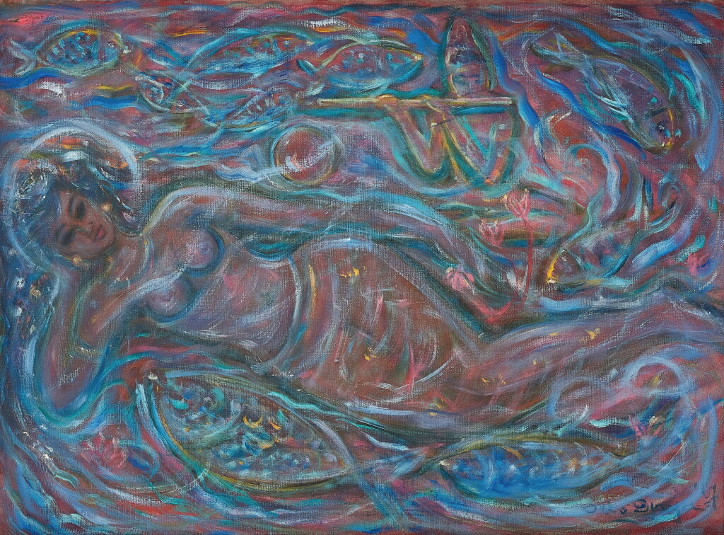 View full screen - View 1 of Lot 6256. Otto Djaya | Wanita dan lautan ikan dan pemain seruling 女人·魚海·長笛手.