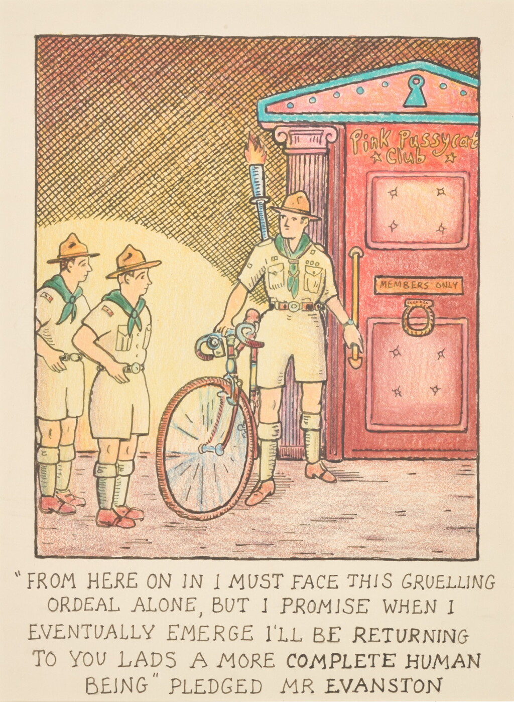View full screen - View 1 of Lot 11. Glen Baxter | "From here on I must face this gruelling ordeal alone...", original illustration, 2001.