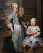 Portrait of two girls in a landscape