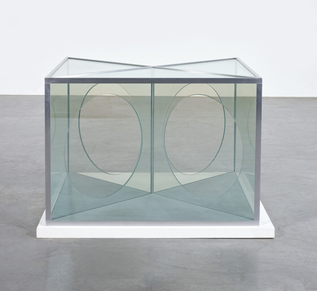 View full screen - View 1 of Lot 58. DAN GRAHAM | MODEL FOR PAVILLION WITH CHINESE MOON GATE.