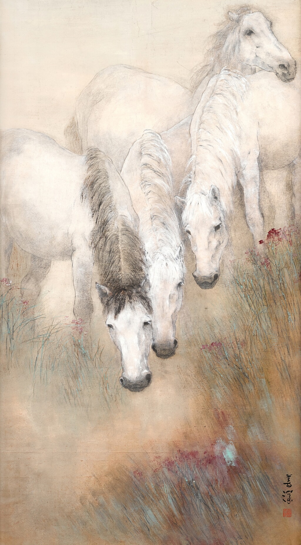View full screen - View 1 of Lot 3069. 楊善深 飲馬 | Yang Shanshen, Drinking Horses.