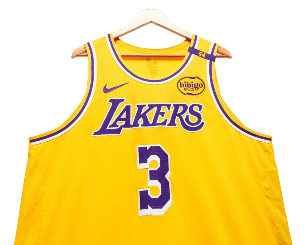 View full screen - View 1 of Lot 24. Anthony Davis Los Angeles Lakers 2024-2025 Kia NBA Tip-Off Game Worn Icon Edition Jersey | Matched to 4 games | Double-Double | 36 points.