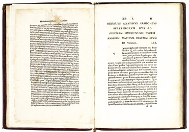 View full screen - View 1 of Lot 2. Acquaviva, De venatione et de aucupio, Naples, 1519, old red goatskin.
