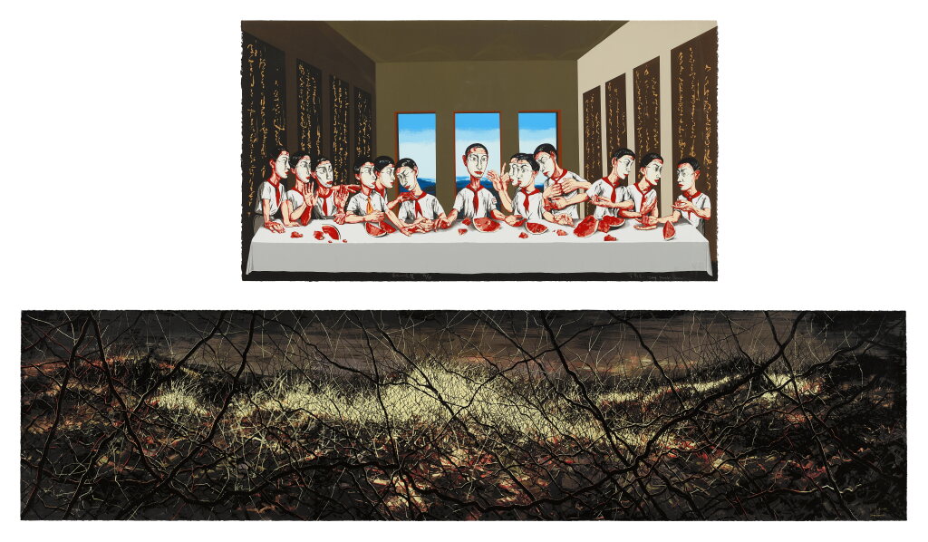 View full screen - View 1 of Lot 1093. Zeng Fanzhi 曾梵志 | i. The Last Supper ii. This Land so Rich in Beauty No. 1 (Two Works) i. 最後的晚餐 ii. 江山如此多嬌1號(兩幅作品).