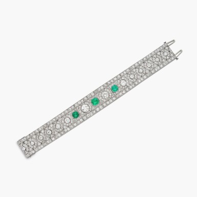 View full screen - View 1 of Lot 62. Emerald and Diamond Bracelet .