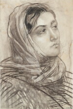 Portrait of a lady facing right | Tête de femme vue de trois-quarts à droite