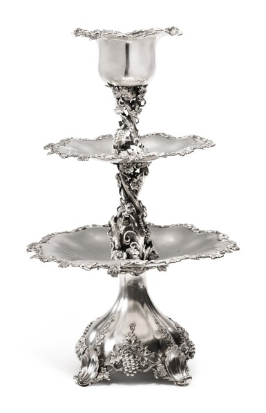 View full screen - View 1 of Lot 305. A SWEDISH SILVER CENTERPIECE, CHRISTIAN HAMMER, STOCKHOLM, 1862.