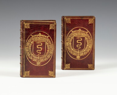 View full screen - View 1 of Lot 12. Physica universalis... Paris, Martin, 1669. 2 volumes in-12. Maroquin rouge aux armes de Colbert..