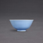 A rare lavender-glazed bowl, Mark and period of Yongzheng | 清雍正 天藍釉敞口盌 《大清雍正年製》款