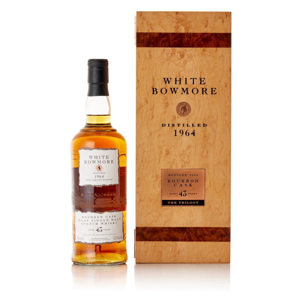 View full screen - View 1 of Lot 6557. Bowmore Trilogy 43 Year Old - White Bowmore 42.8 abv 1964 (1 BT70).