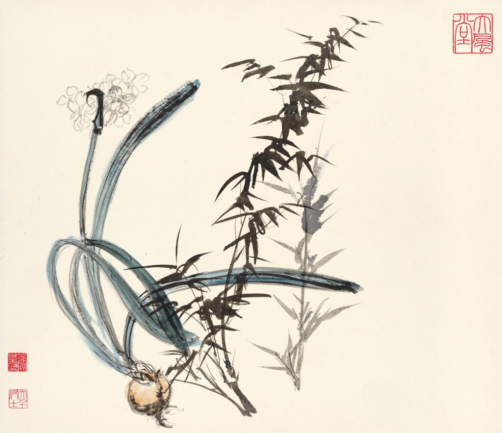 View full screen - View 1 of Lot 2679. 張大千 水仙翠竹 | Chang Dai-chien (Zhang Daqian), Narcissus and Bamboo.
