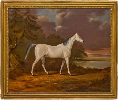 View full screen - View 1 of Lot 68. A grey hunter in a landscape.