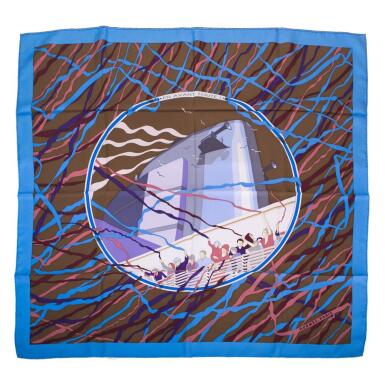 View full screen - View 1 of Lot 106. Hermès "En Avant Toute" Scarf 90cm of Silk Twill .