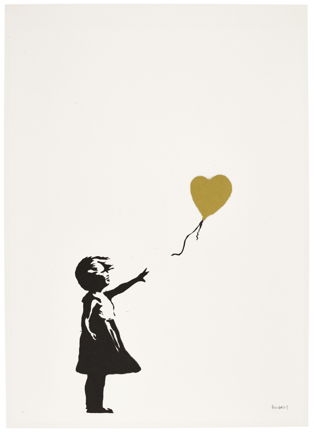 View full screen - View 1 of Lot 133. Girl with Balloon – Colour AP (Gold) | 《手持氣球的女孩》 - 藝術家自留彩色版(金色).