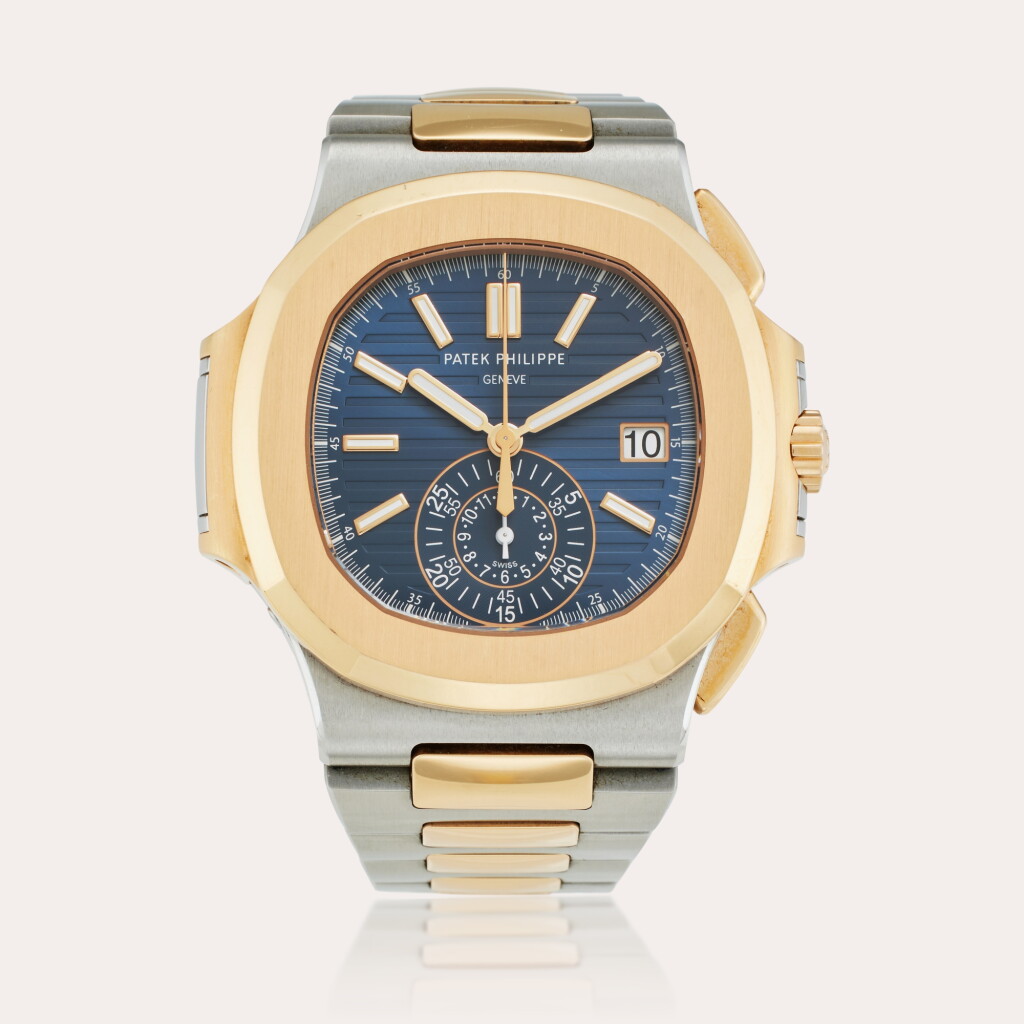View full screen - View 1 of Lot 76. Reference 5980/AR-001 Nautilus | A stainless steel and pink gold automatic flyback chronograph wristwatch with date and bracelet, Circa 2016.