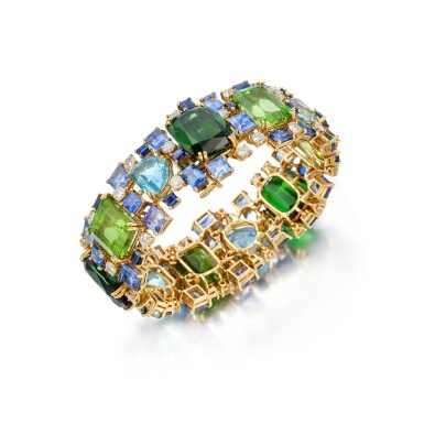 View full screen - View 1 of Lot 47. Gem-Set and Diamond Bracelet.