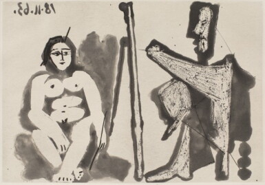 View full screen - View 1 of Lot 116. Peintre et modèle. I (B. 1133; Ba. 1130).