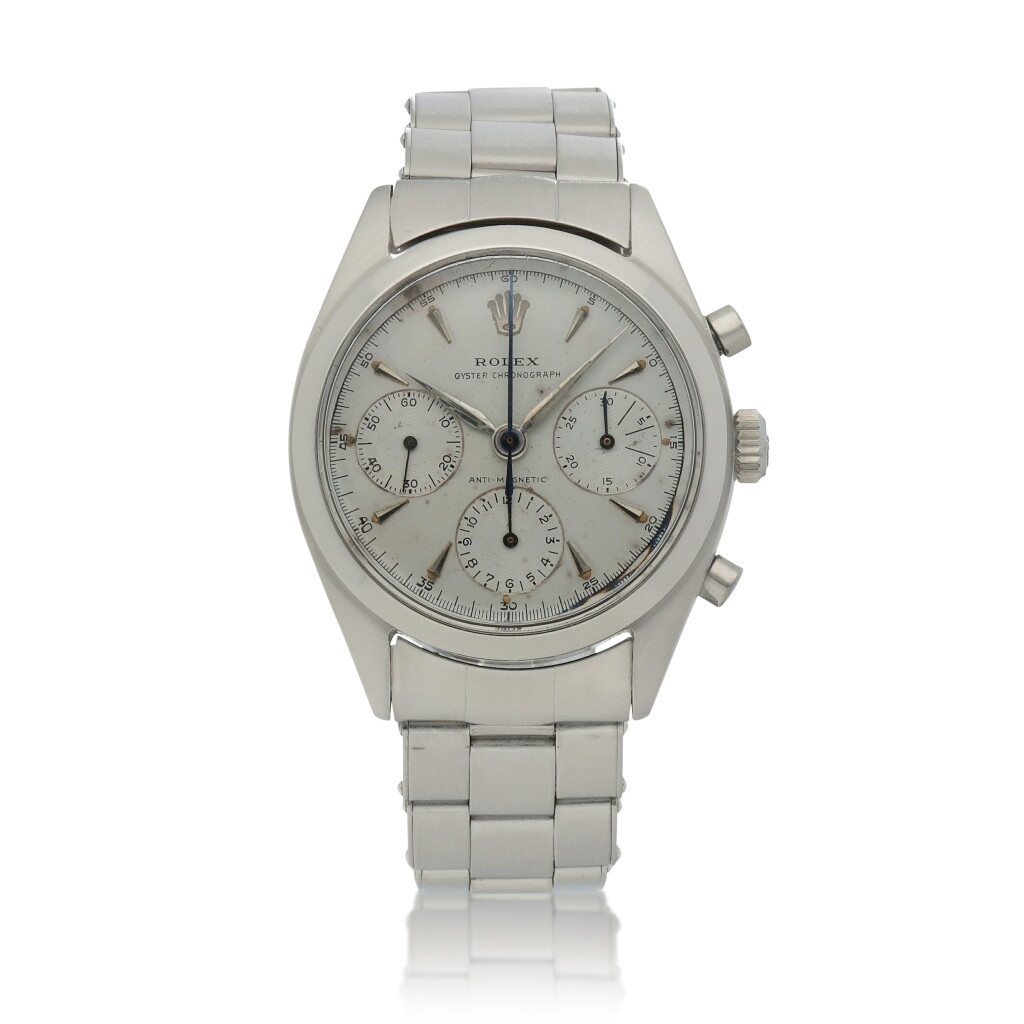 View full screen - View 1 of Lot 638. 'Pre-Daytona', Ref. 6234 Stainless steel chronograph wristwatch with bracelet Circa 1961.