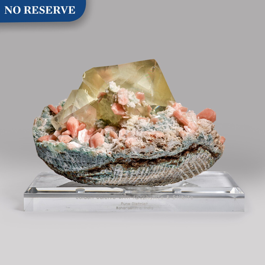 View full screen - View 1 of Lot 200. An Impressive Calcite with Stilbite and Apophyllite.