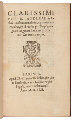 Alciati, Emblematum libellus, Paris, 1542, red morocco gilt by Lortic, Munich-Huth-Bright copy