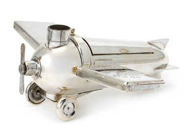 View full screen - View 1 of Lot 188. A German Art Deco Electroplate Smokers Aeroplane Compendium, probably Henckels, c.1930.