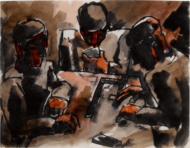 View full screen - View 1 of Lot 96. Three Men at a Game of Cards.