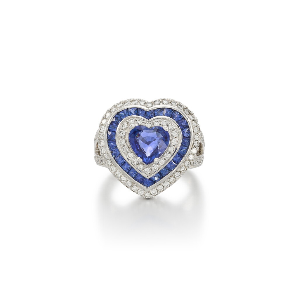 View full screen - View 1 of Lot 24. Sapphire and Diamond Ring.