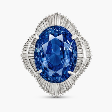 View full screen - View 1 of Lot 1684. Sapphire and Diamond Ring | 29.87 克拉 藍寶石 配 鑽石 戒指.