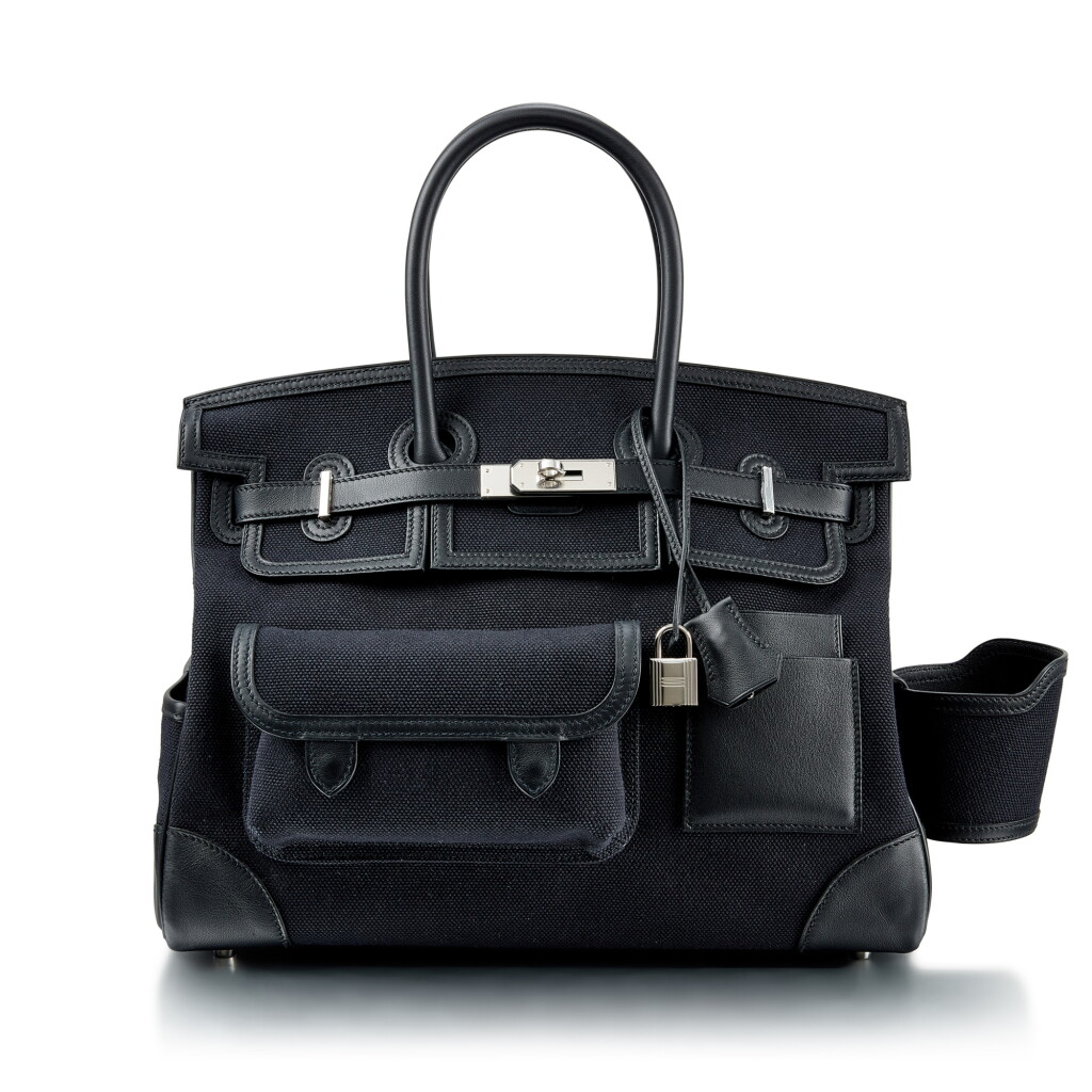 View full screen - View 1 of Lot 1048. Noir Swift and Toile Birkin Cargo 35 Palladium Hardware, 2021 .