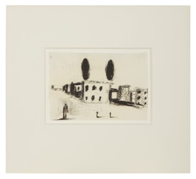 View full screen - View 1 of Lot 607. ENZO CUCCHI | HOUSE WITH TWO TREES.
