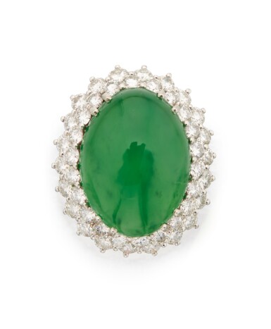 View full screen - View 1 of Lot 260. Jadeite and Diamond Ring.