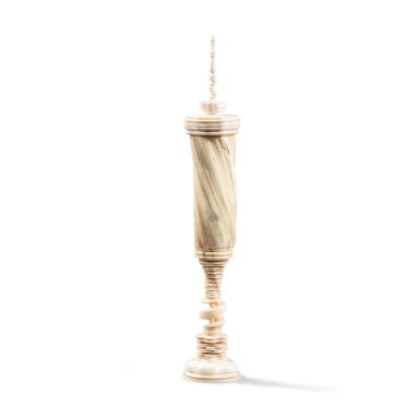 View full screen - View 1 of Lot 228. A turned ivory and narwhal cup, probably German, 19th century.