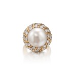 Cultured Pearl and Diamond Ring