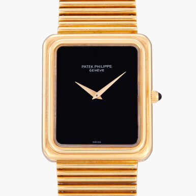 View full screen - View 1 of Lot 60. Gondolo, Reference 3649-1 | A yellow gold wristwatch with onyx dial and bracelet | Circa 1973.