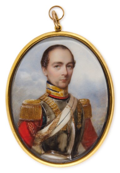 View full screen - View 1 of Lot 379. Portrait of an officer in the uniform of the Life Guards Regiment, circa 1840.