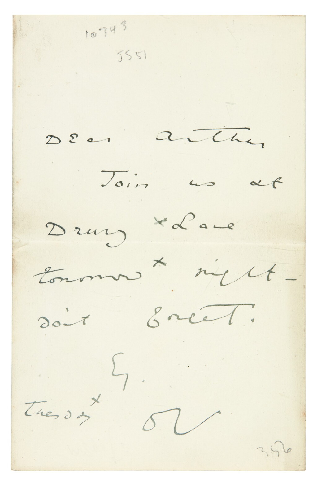 View full screen - View 1 of Lot 172. WILDE | autograph letter signed, to Arthur Clifton, n.d..