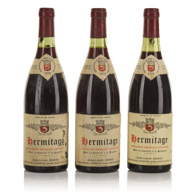 View full screen - View 1 of Lot 325. Hermitage Rouge 1978 Jean-Louis Chave (3 BT).