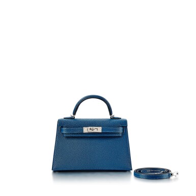 View full screen - View 1 of Lot 8377. Deep Blue Chevre Mini Kelly II 20 Palladium Hardware, 2021.