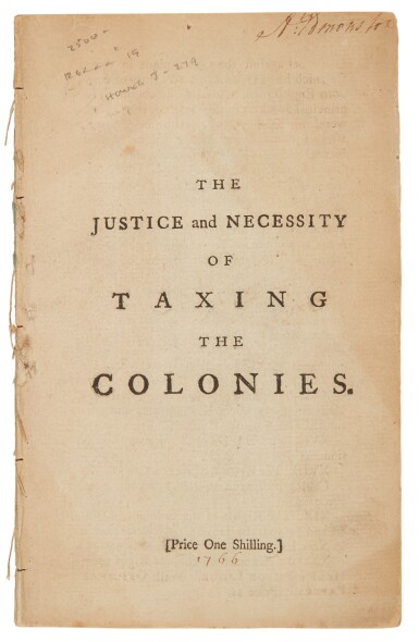View full screen - View 1 of Lot 69. (Stamp Act) | First Edition, a strong argument in support of the Stamp Act.