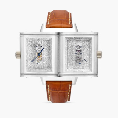 View full screen - View 1 of Lot 2529. Grande Reverso 101, Reference 240.6.70 | A special edition platinum and diamond-set reversible skeletonised wristwatch, Circa 2016.