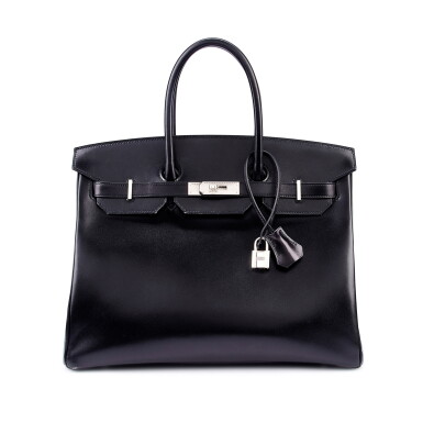 View full screen - View 1 of Lot 7836. Black Box Birkin 35 Guilloche Palladium Hardware, 2014.